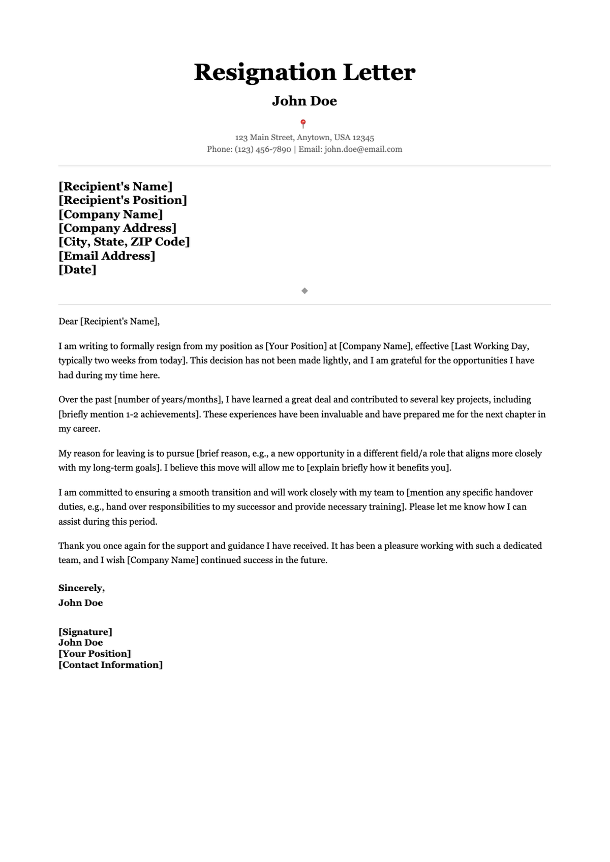 Professional resignation letter from bartender to manager with contact details_variant_2